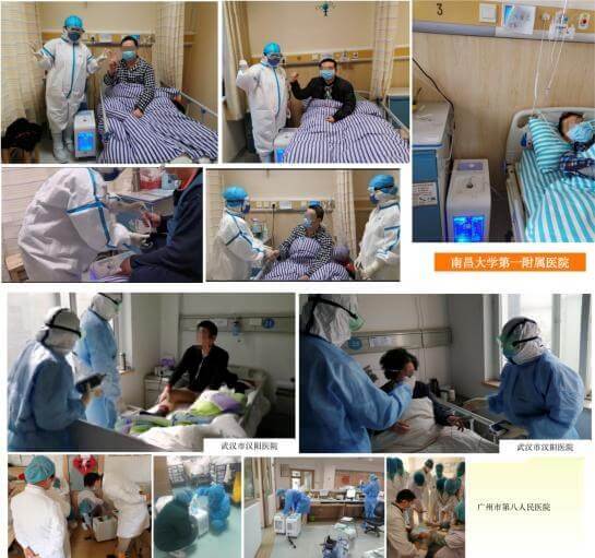 水素吸引装置を用いた新型コロナウイルス肺炎治療の現場写真